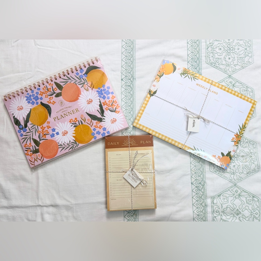 NWT Elūm Designs Stationery Planning Trio Set - Citrus Florals - Set of 3